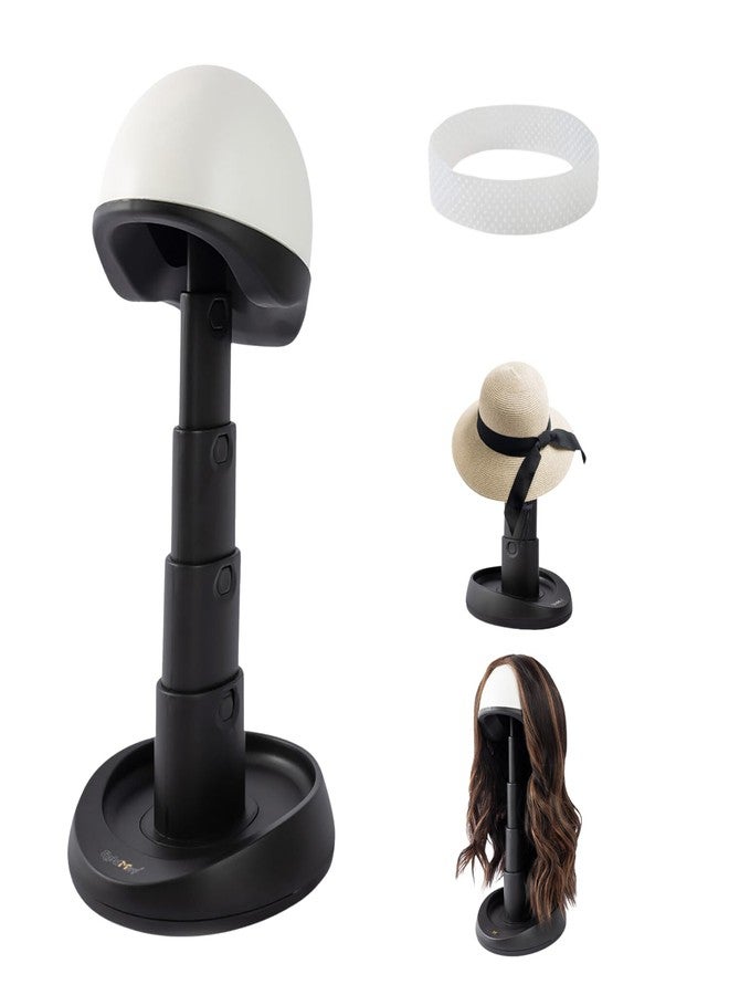 lightmay Adjustable Wig Head - Wig Stand for Travel and Salon for Styling Protection, Collapsible Compact Stand, Expands Long and Short Wigs (White & Black) - Image 1